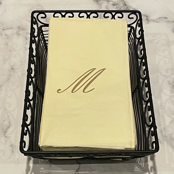 “M” Hand Towels + Scroll Basket - Picture 2 of 6